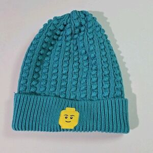 LEGO Target Collaboration Beanie Adult‎ One Size Teal Knit Hat Yellow Logo Patch